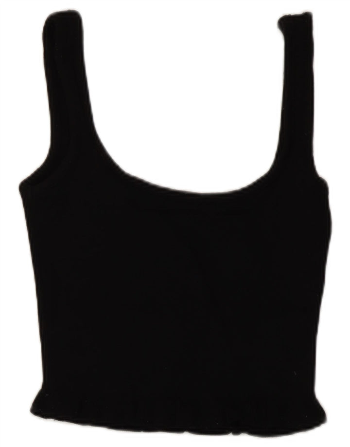 Zara Mujer Crop Top UK 8 Small Viscosa Negra