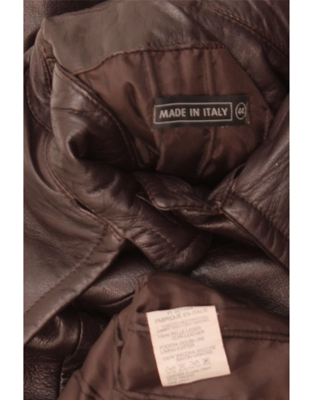 Abrigo de cuero vintage para mujer IT 44 Cuero marrón medio