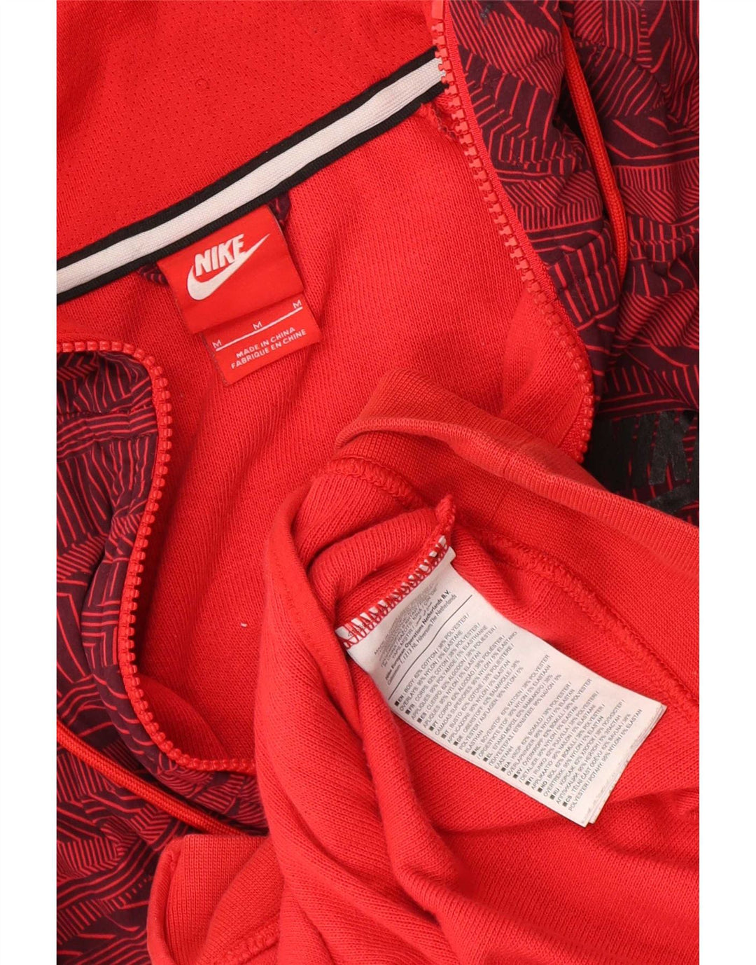 Nike - Sudadera con capucha y cremallera para hombre, color rojo medio, algodón geométrico