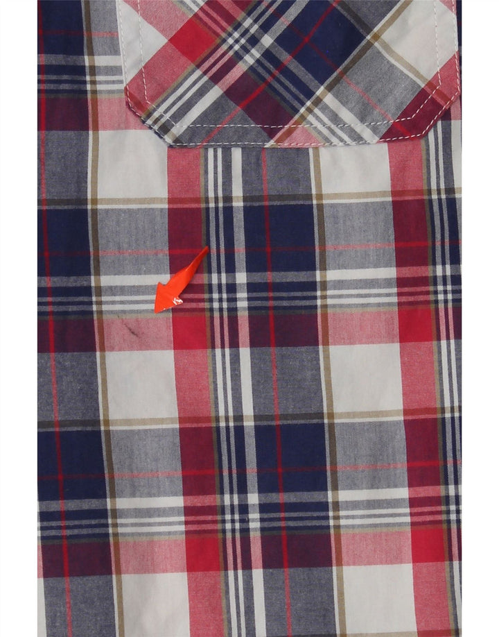 SUPERDRY Camisa de manga corta para hombre de algodón con cuadros multicolores grandes
