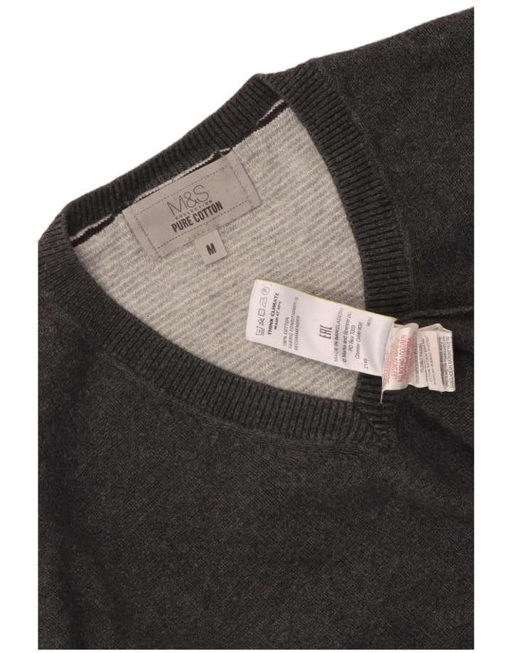 Marks & Spencer Jersey con cuello en V para hombre de algodón gris medio