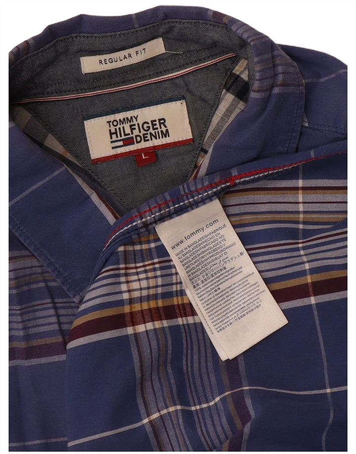 Camisa Tommy Hilfiger de corte regular para hombre de algodón a cuadros azules grandes