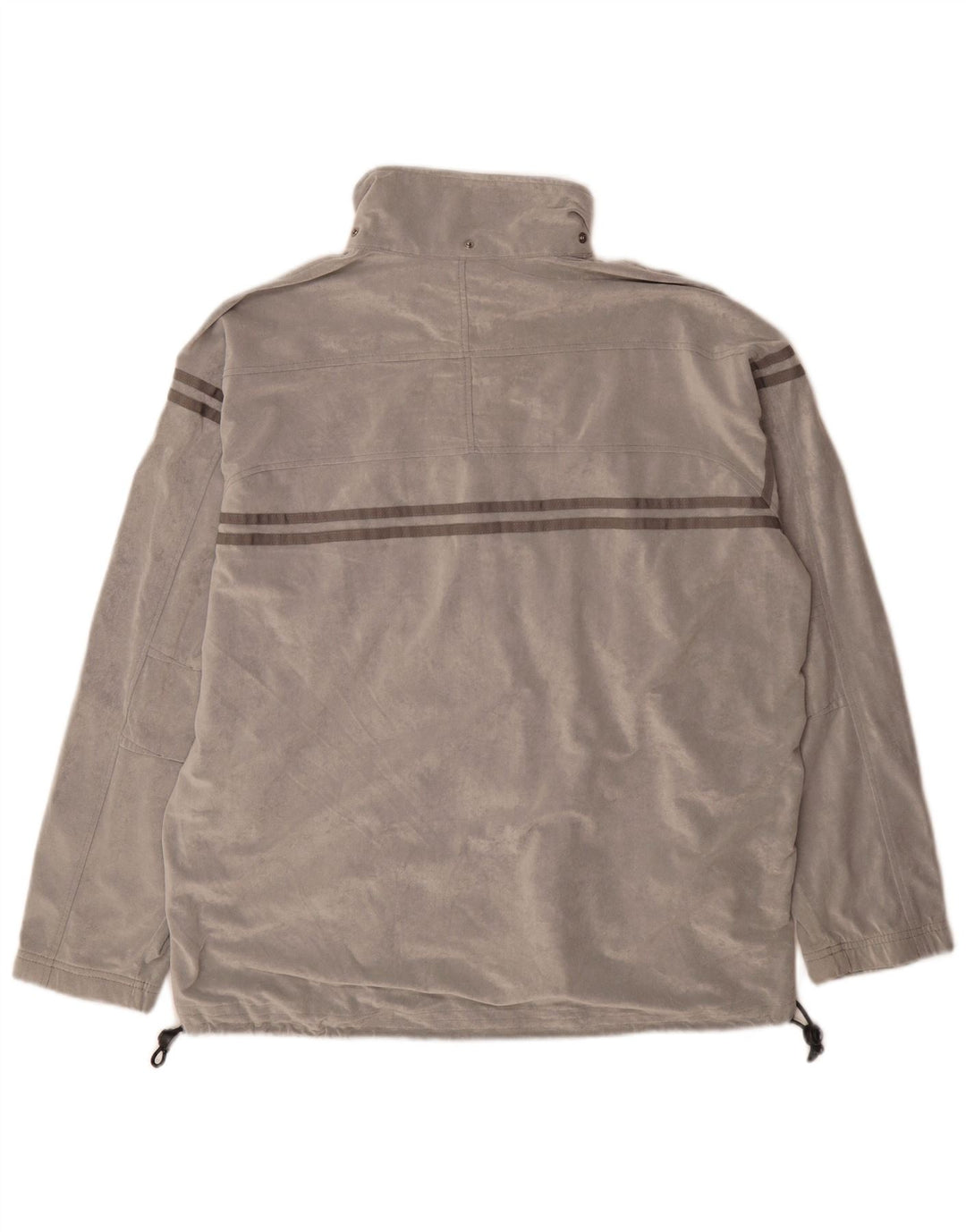 Asics Mens Velour Chándal Top Chaqueta Grande Gris Rayas Poliéster