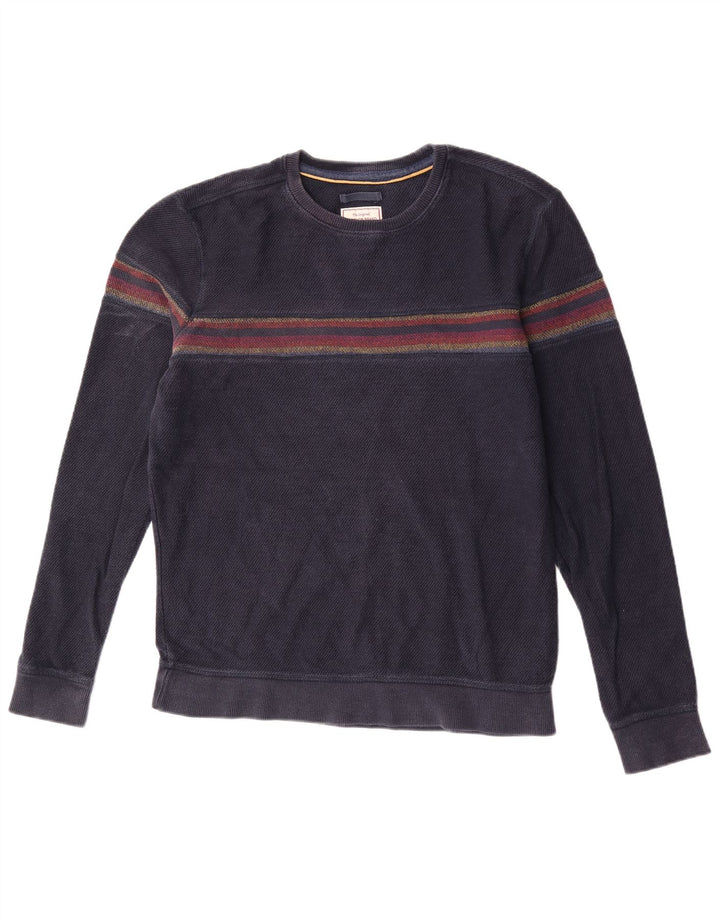 Sudadera de hombre Fat Face tipo jersey de algodón a rayas azul marino mediano