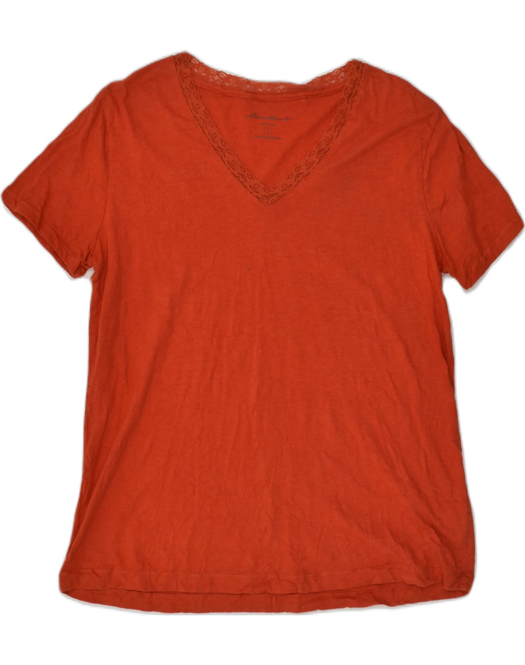 EDDIE BAUER Womens T-Shirt Top UK 14 Large Red Cotton | Vintage Eddie Bauer | Thrift | Second-Hand Eddie Bauer | Used Clothing | Messina Hembry 
