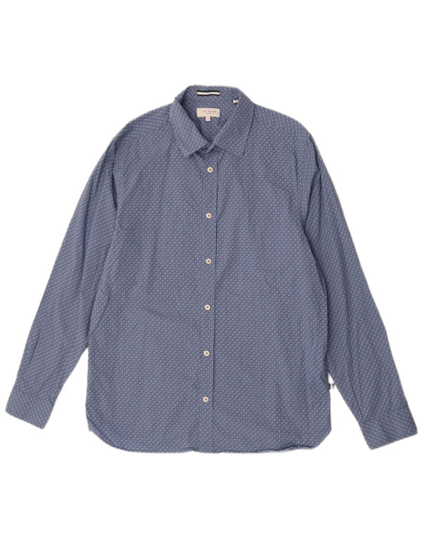 Ted Baker Camisa para hombre Talla 4 Algodón geométrico azul grande
