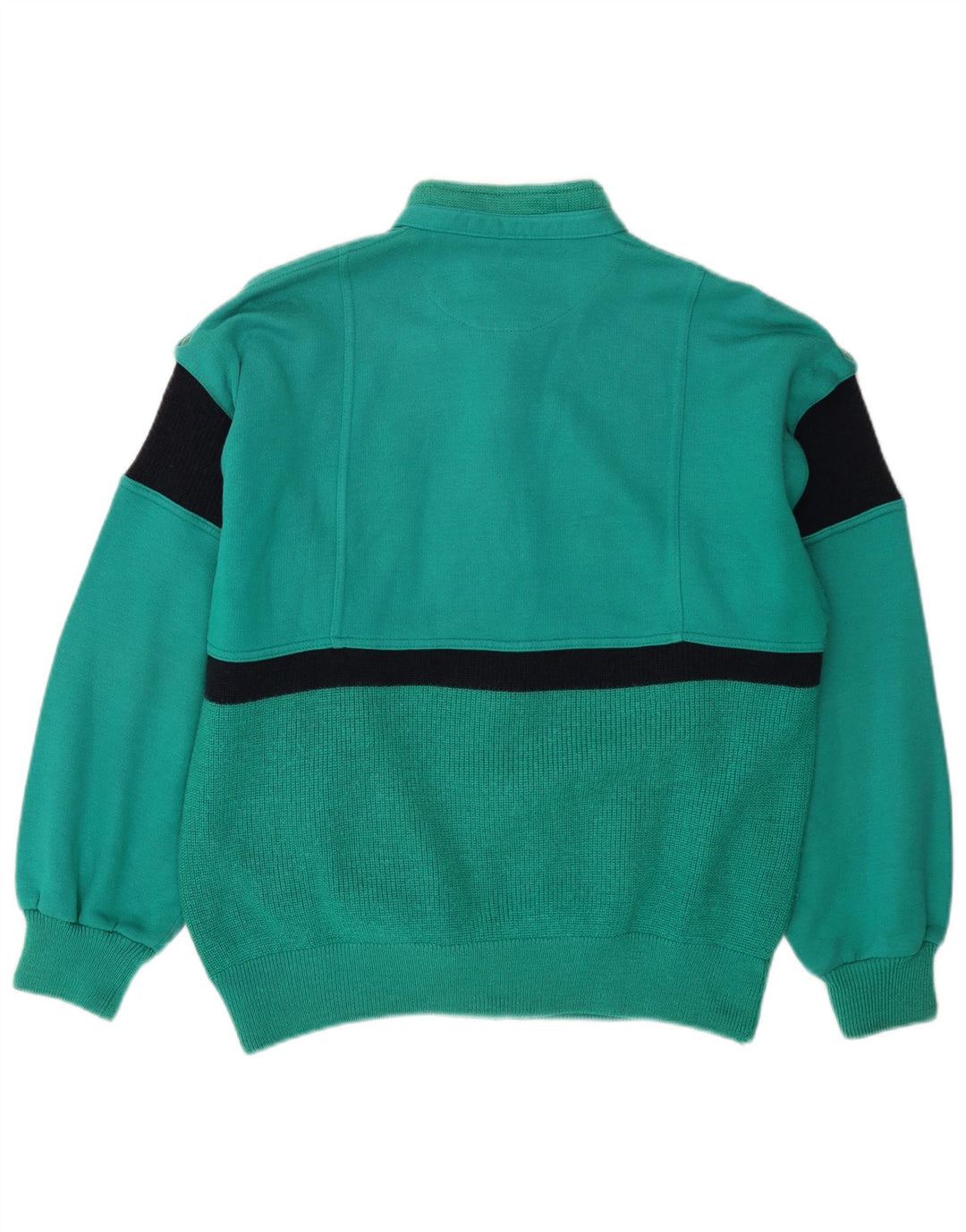 VINTAGE Suéter cárdigan para hombre Lana colorblock verde grande