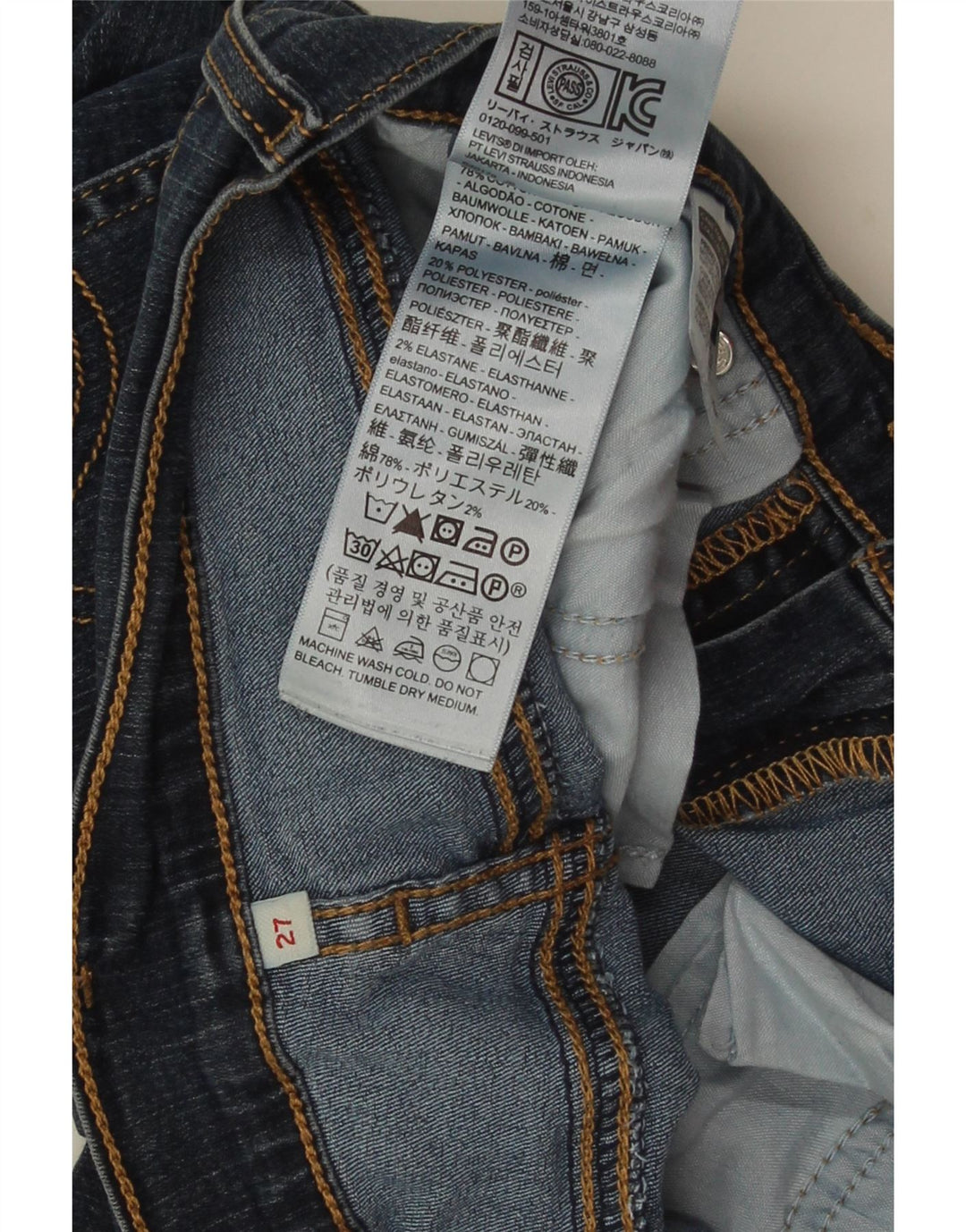 LEVI'S Pantalones cortos vaqueros para mujer W27 Small Azul marino Algodón