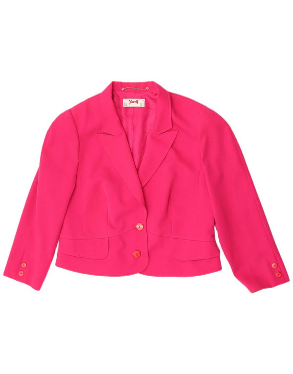 Yarell Chaqueta tipo blazer corta con manga 3/4 y 2 botones para mujer UK 40 XL Rosa
