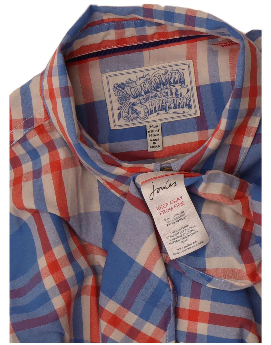 Camisa Niño Joules 9-10 Años Algodón Cuadros Azul