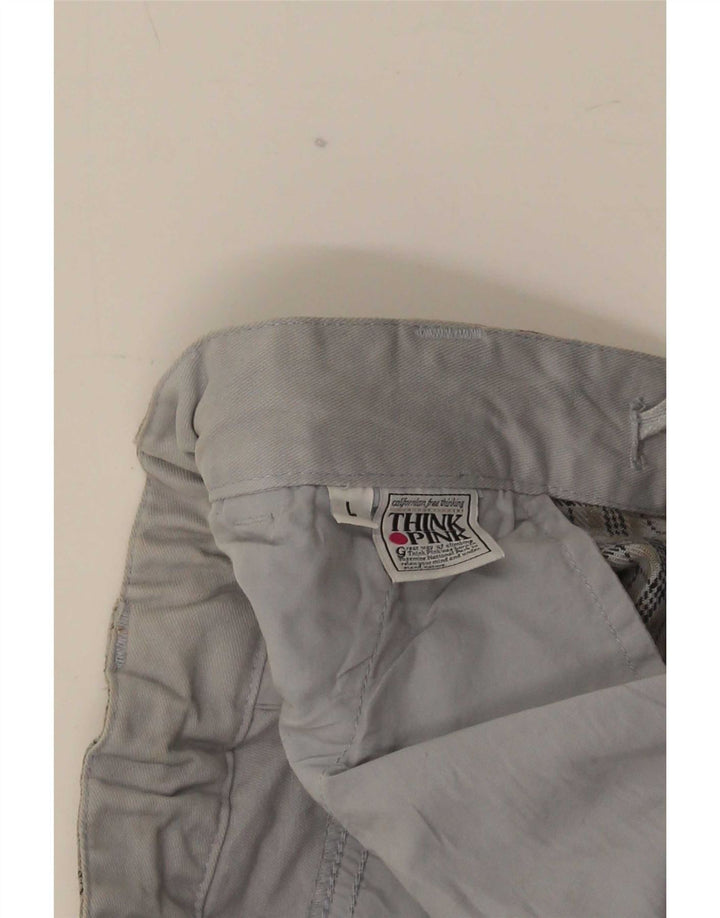 Think Pink Pantalón chino recto para hombre, talla grande, W36 L32, cuadros grises