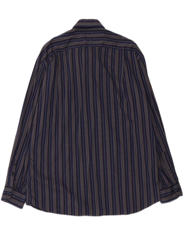 Roccobarocco Camisa Hombre Talla 44 17 1/2 XL Algodón Rayas Azul Marino