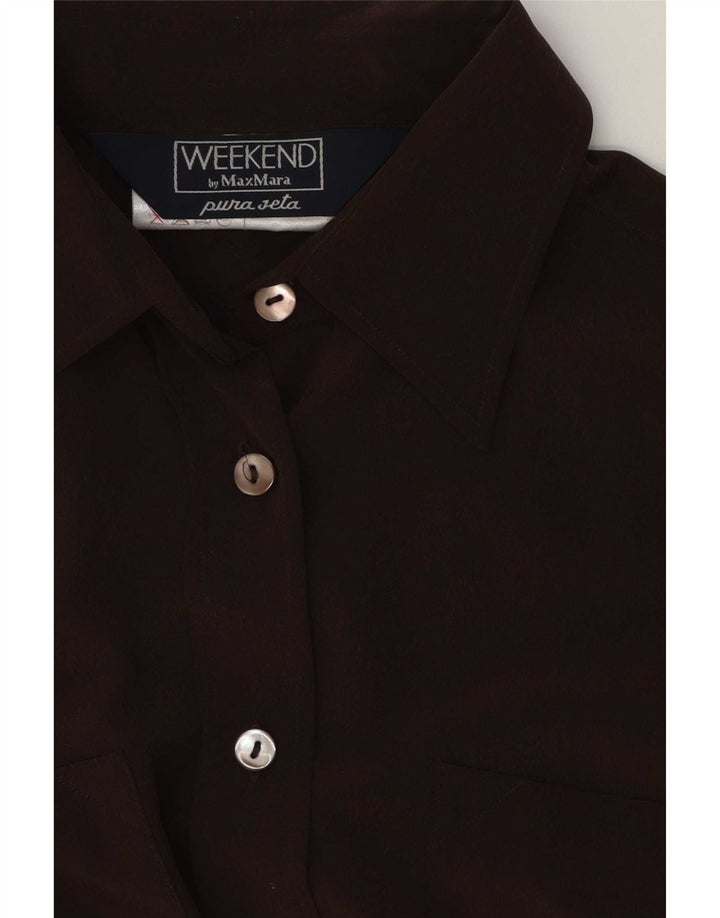 Max Mara Camisa de fin de semana para mujer UK 46 Large Seda marrón