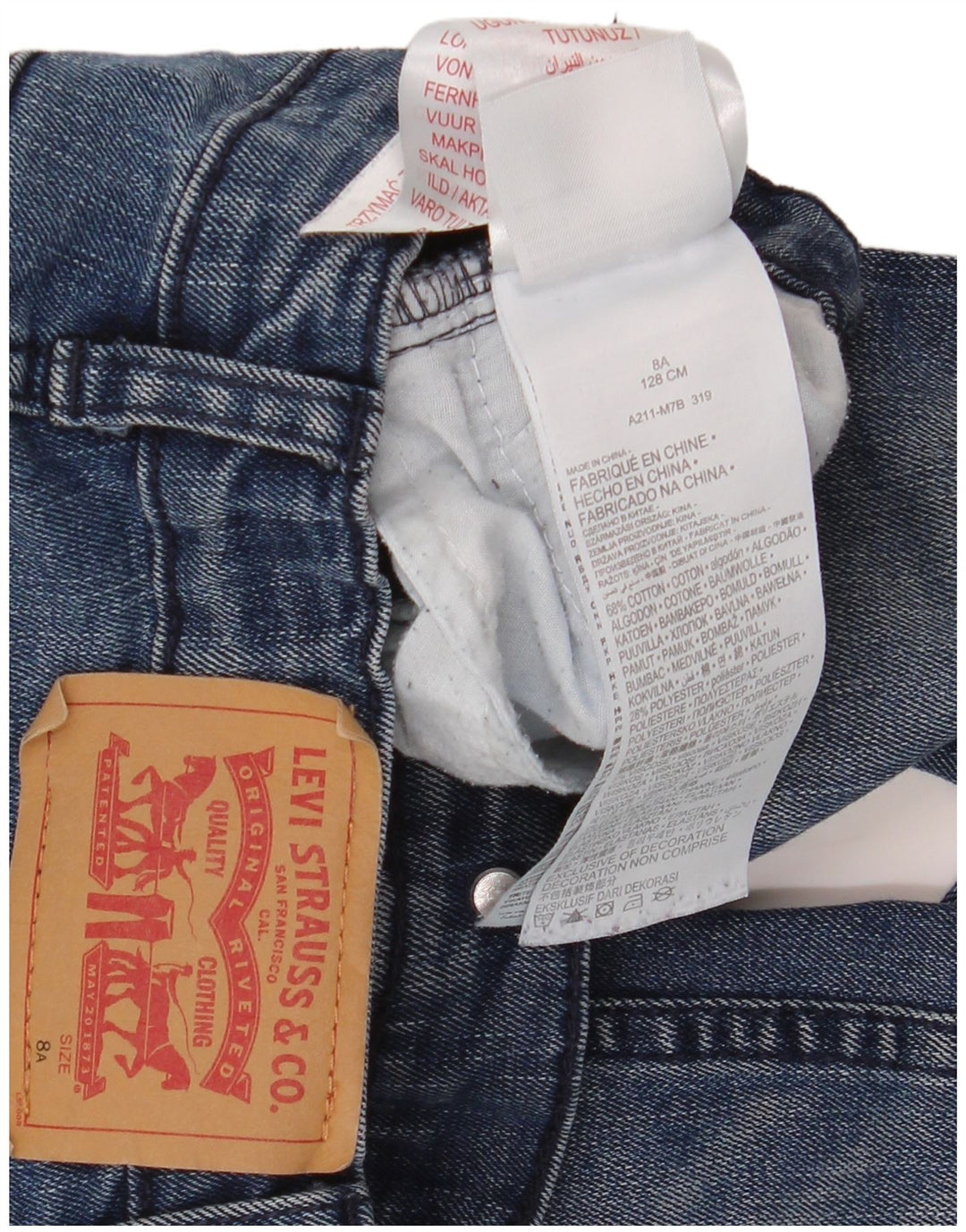 LEVI'S Vaqueros pitillo 510 para niña 7-8 años W25 L22 Algodón azul