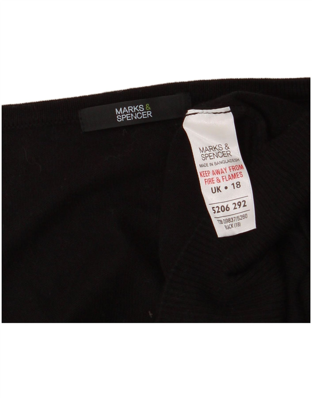 MARKS & SPENCER Suéter tipo cárdigan corto de manga 3/4 para mujer UK 40 XL Negro