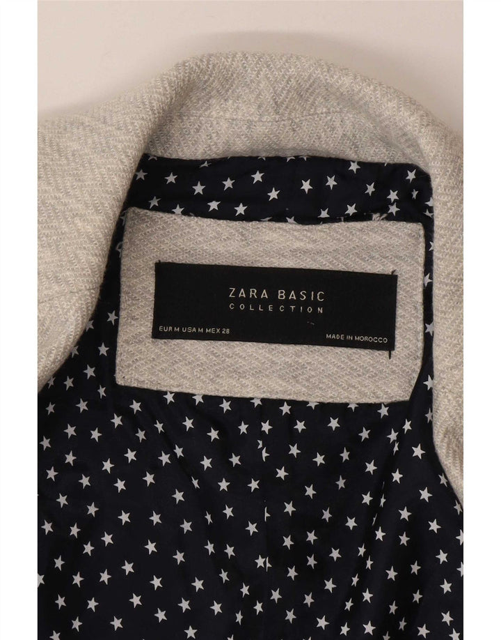 Zara Chaqueta Blazer De 1 Botón para Mujer UK 42 Gris Medio Espiga