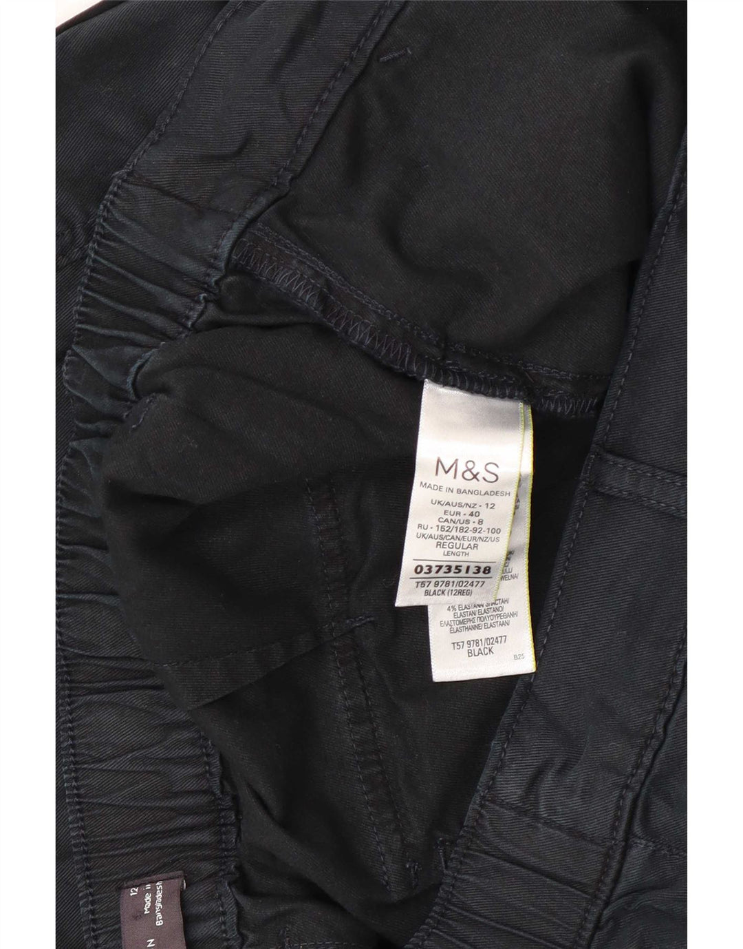 Marks & Spencer Pantalones Cargo Cortos para Mujer UK 12 Medium W30 L23 Negro