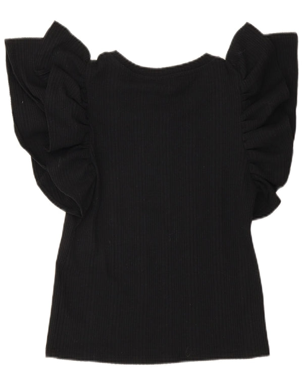 Zara Mujer Crop Blusa Top UK 10 Small Negro