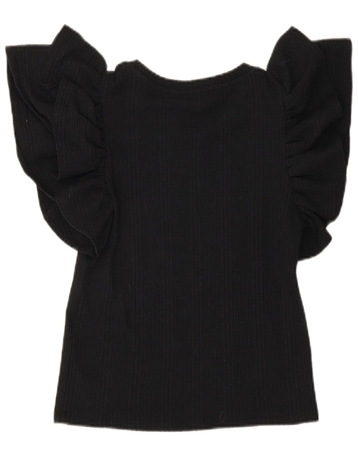 Zara Mujer Crop Blusa Top UK 10 Small Negro