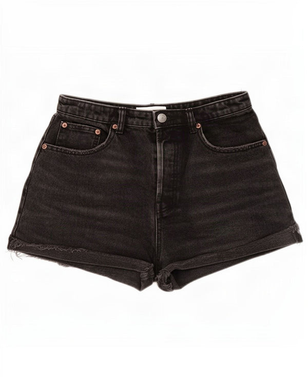 Zara Pantalones cortos vaqueros de cintura alta para mujer EU 38 Small W28 Algodón negro