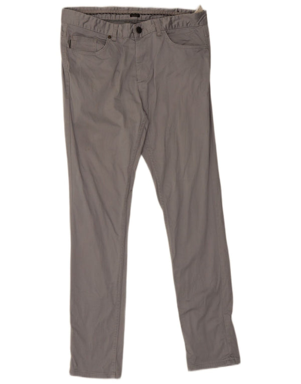 Zara Mens Slim Casual Pantalones EU 44 Large W34 L31 Gris Algodón