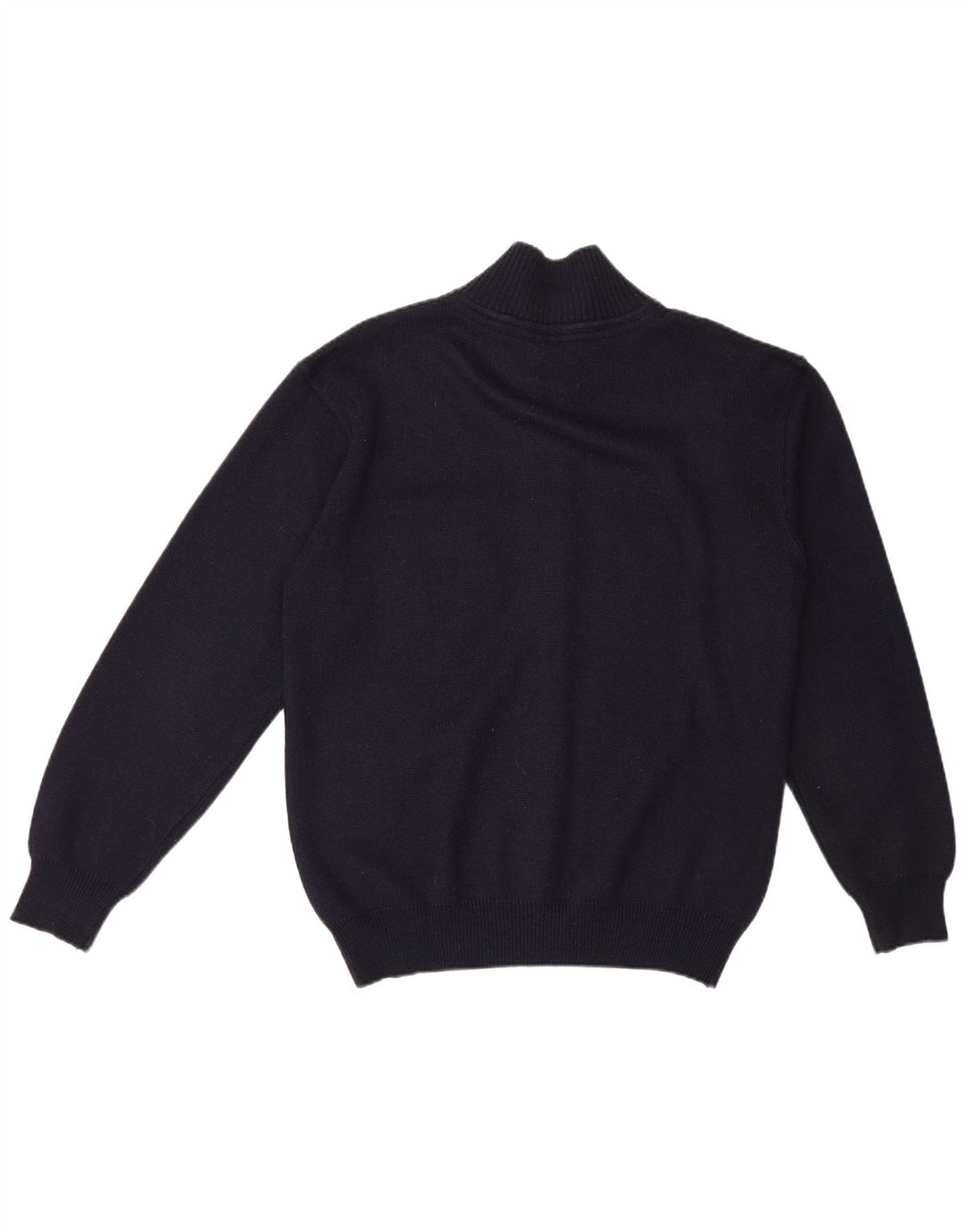 Vintage hombres completo zip cardigan suéter medio azul marino