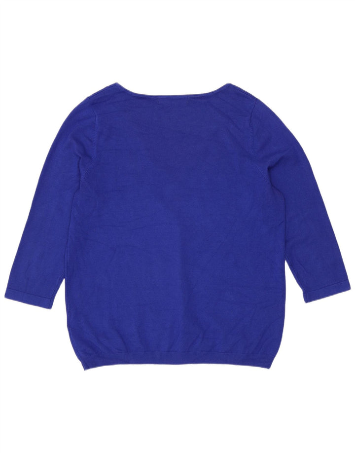 Marks & Spencer Suéter tipo jersey con cuello en V y manga 3/4 para mujer UK 40 Azul medio