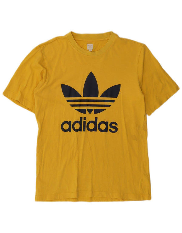 Adidas - Camiseta gráfica para hombre, talla pequeña, algodón amarillo