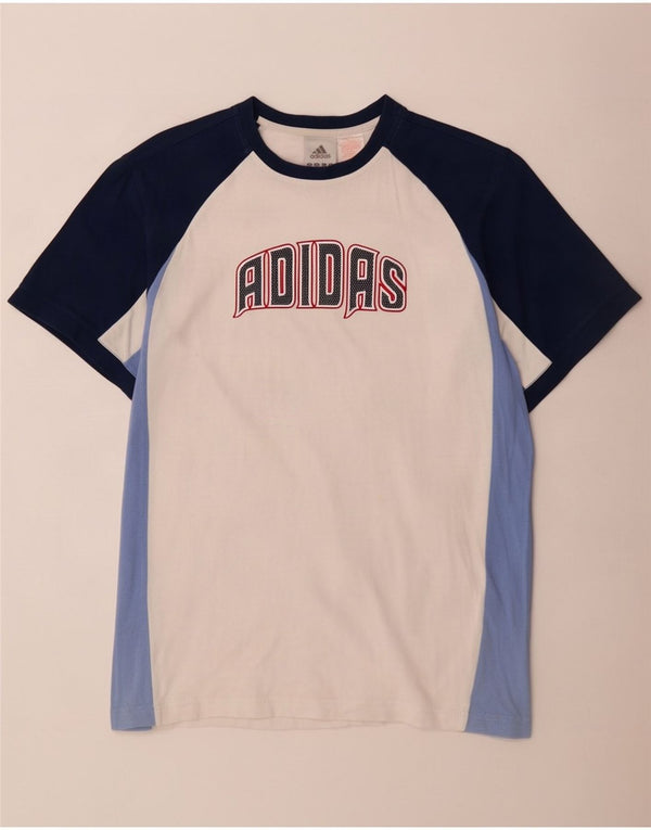 Adidas Camiseta gráfica para hombre Top UK 34/36 Small White Colourblock Cotton