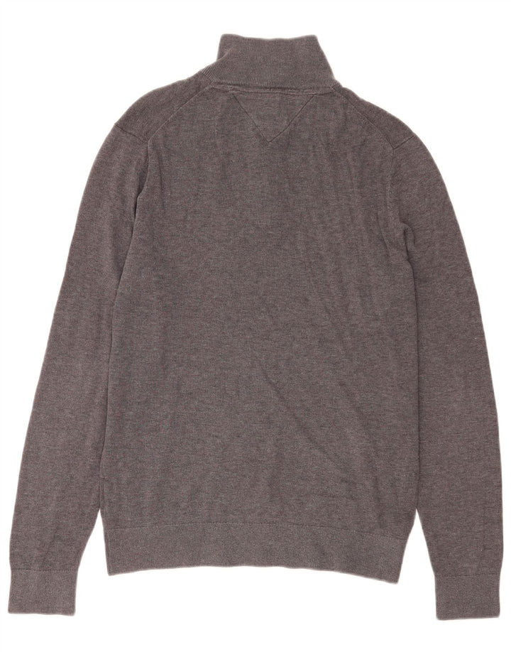 Tommy Hilfiger Jersey con cuello y cremallera para hombre de algodón moteado en gris medio