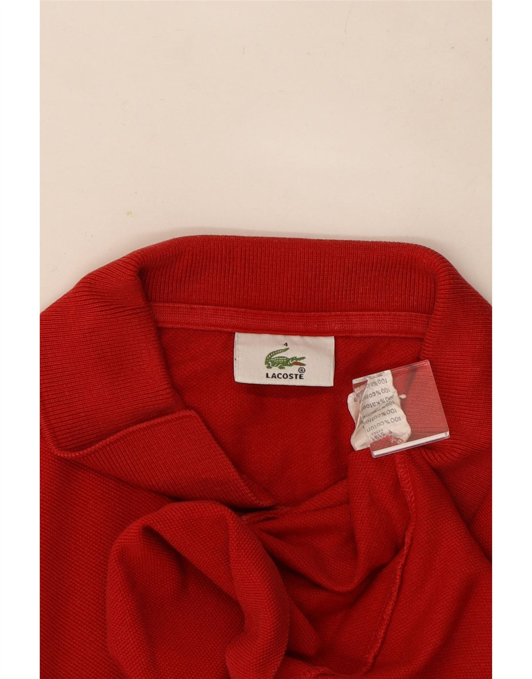 Polo Lacoste para hombre talla 4 mediano algodón rojo