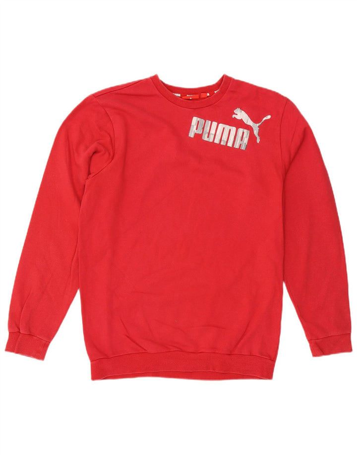PUMA Sudadera con gráfico para niño, jersey, 15-16 años, algodón rojo