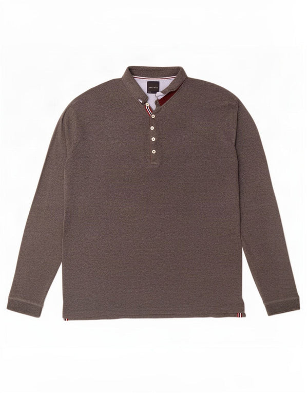 Zara Hombre Polo Manga Larga 2XL Gris