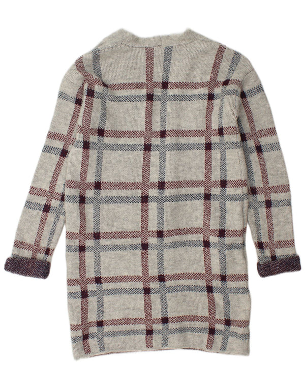 Marks & Spencer Suéter tipo cárdigan largo para mujer UK 10 Small Grey Check