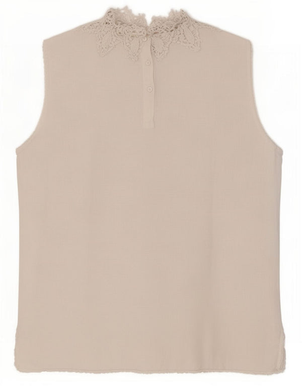 Zara Blusa Sin Mangas para Mujer Top UK 10 Small White Floral Linen