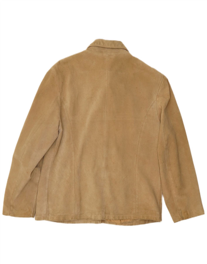 Chaqueta de ante vintage para mujer IT 46 cuero beige grande