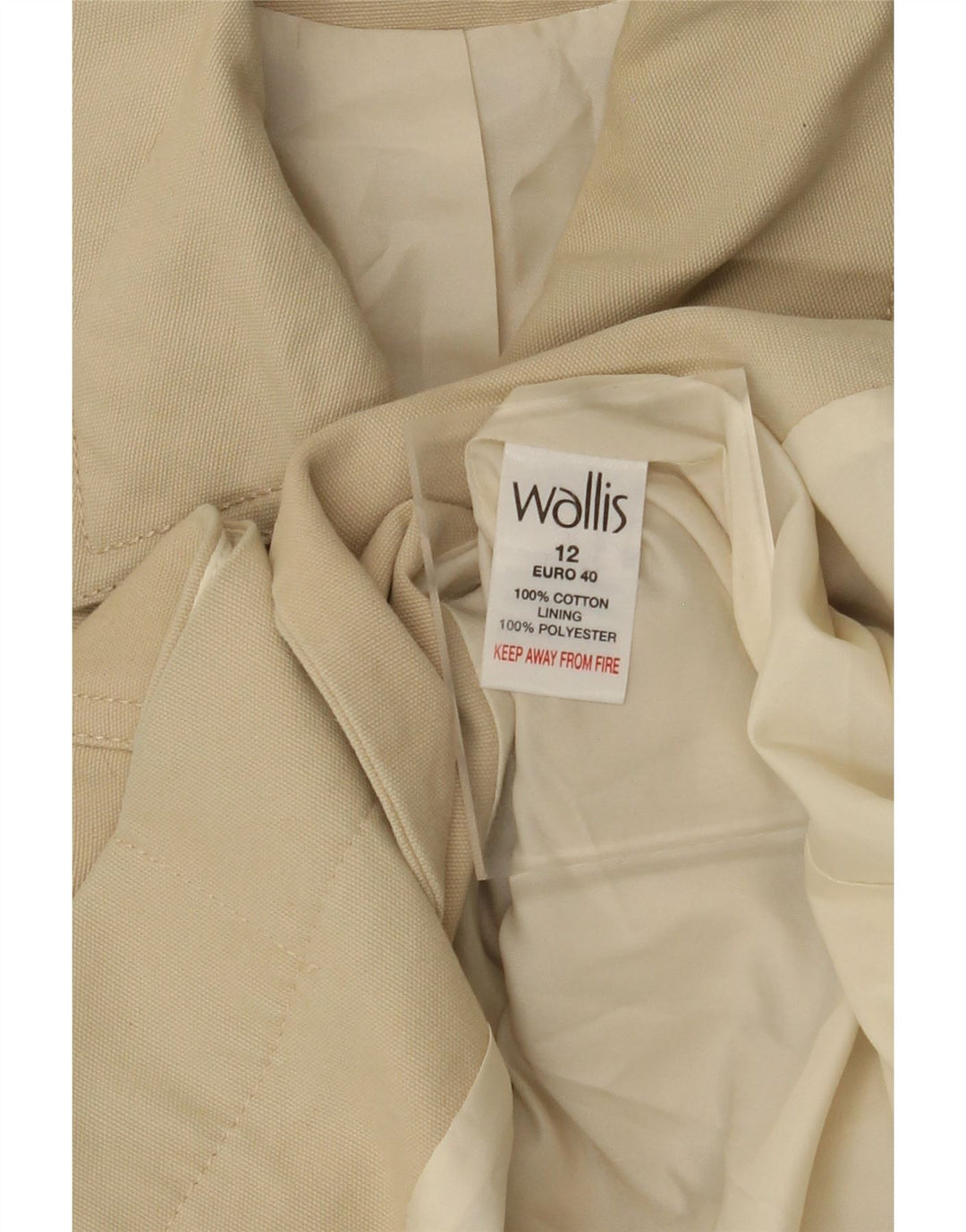 WALLIS Gabardina para mujer UK 12 Algodón beige medio