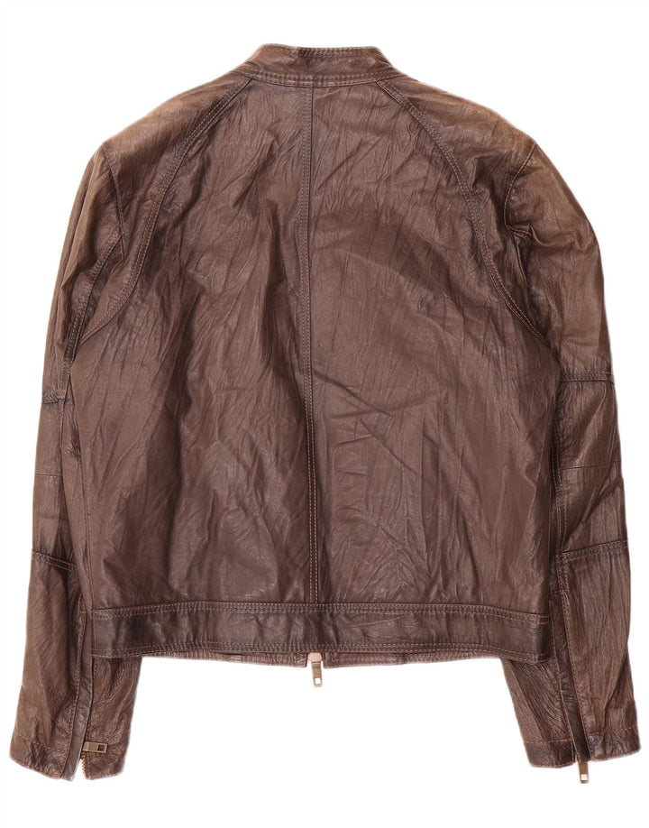 Chaqueta de cuero vintage para hombre IT 48 Marrón medio