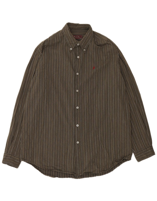 Marlboro Classics Camisa para hombre 2XL Caqui Algodón a rayas