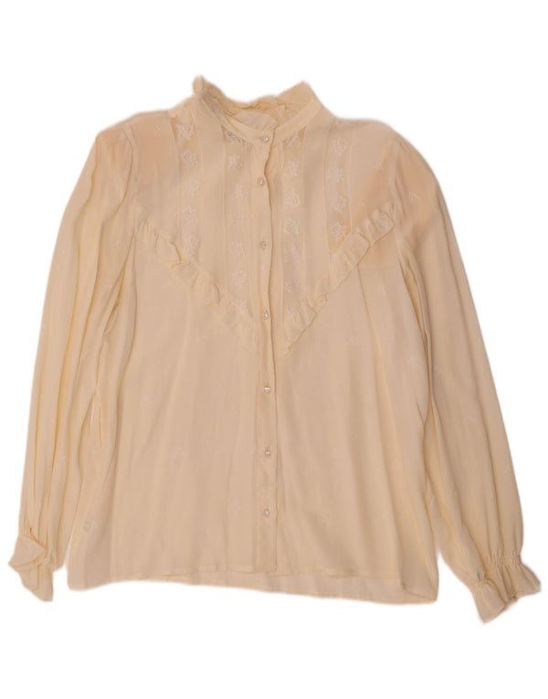 Blusa camisera VINTAGE para mujer IT 44 Acetato floral blanco roto medio