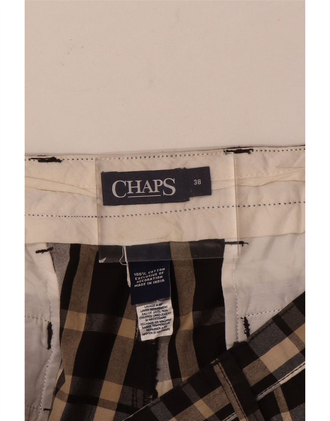 Chaps Pantalones cortos chinos para hombre W38 XL Algodón a cuadros marrón