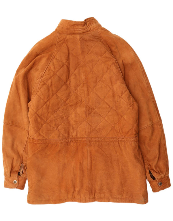 Vintage hombres ante chaqueta Reino Unido 42 XL cuero marrón