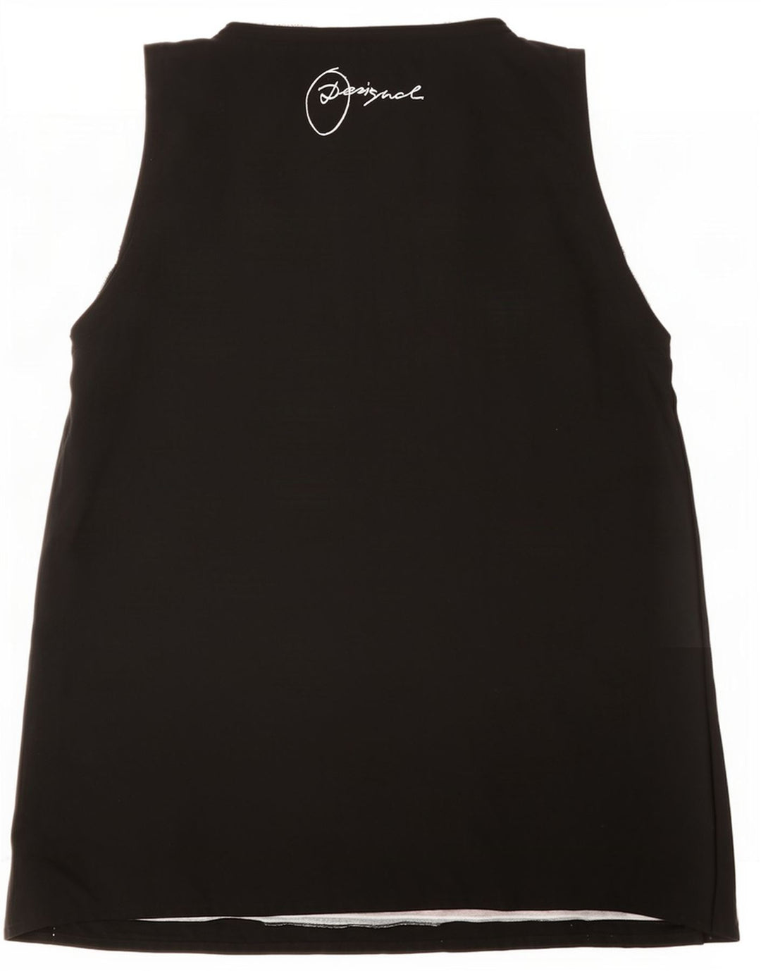 Desigual Mujer Gráfico Chaleco Top UK 12 Medio Negro Poliéster Geométrico