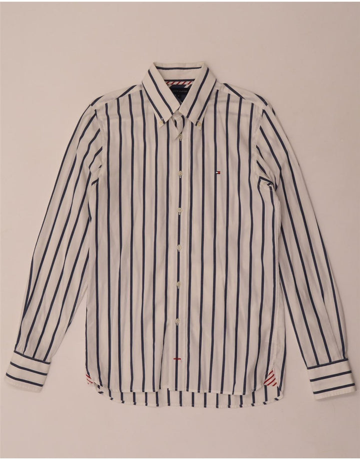 Camisa Tommy Hilfiger Hombre Mediana De Algodón A Rayas Blancas