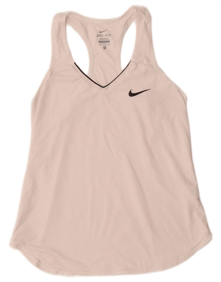 NIKE Mujer Dri Fit Chaleco Top UK 12 Medio Blanco Poliéster
