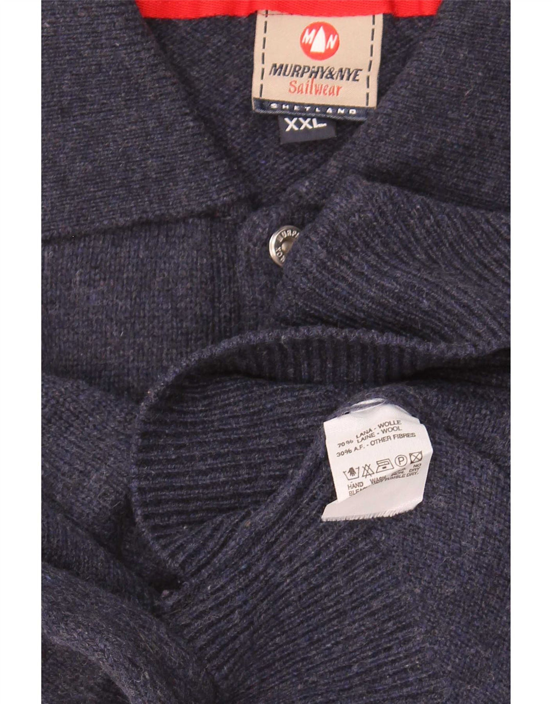 Murphy & Nye Jersey tipo polo para hombre, talla 2XL, lana azul marino