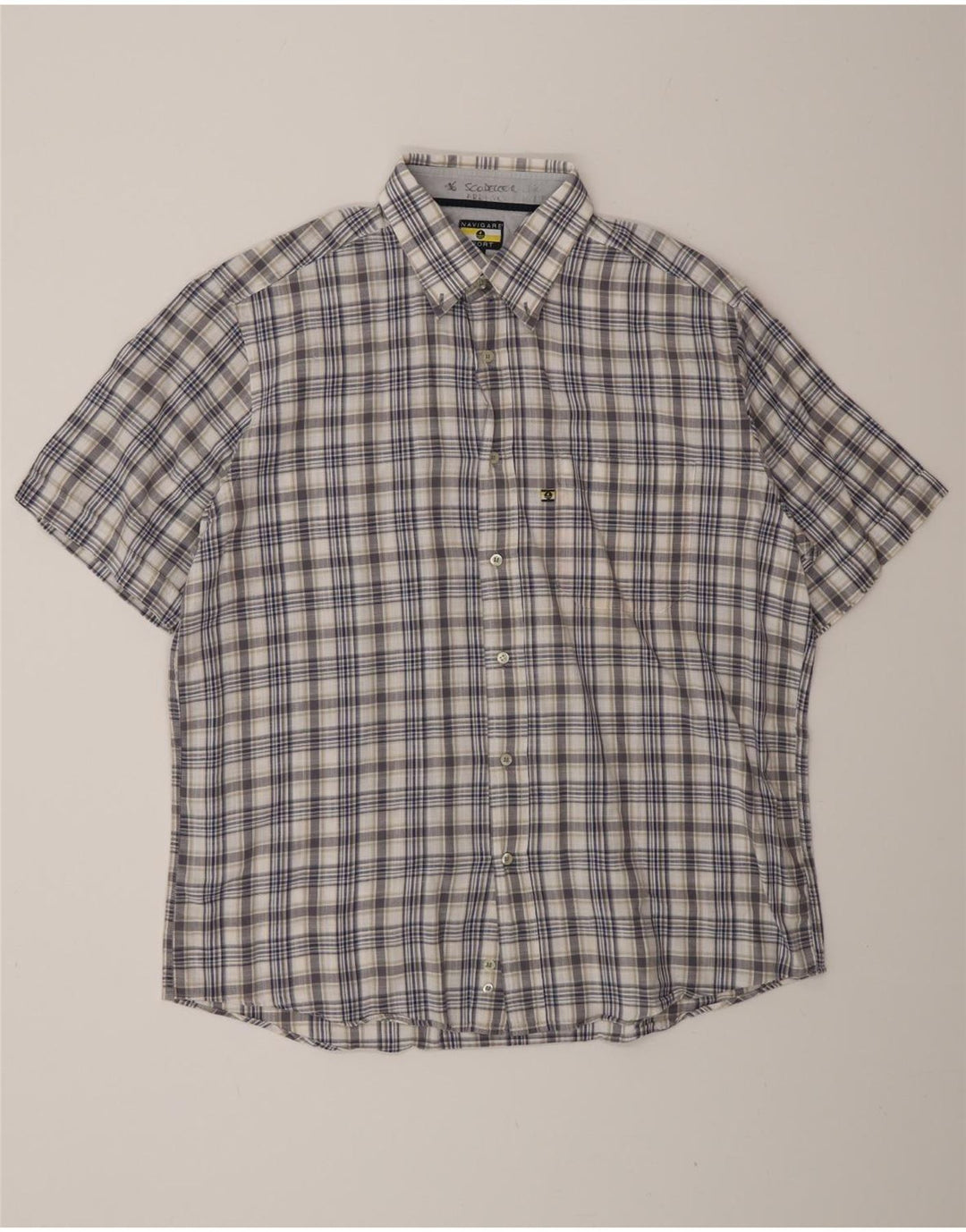 Navigare Camisa de manga corta para hombre con cuadros azules grandes