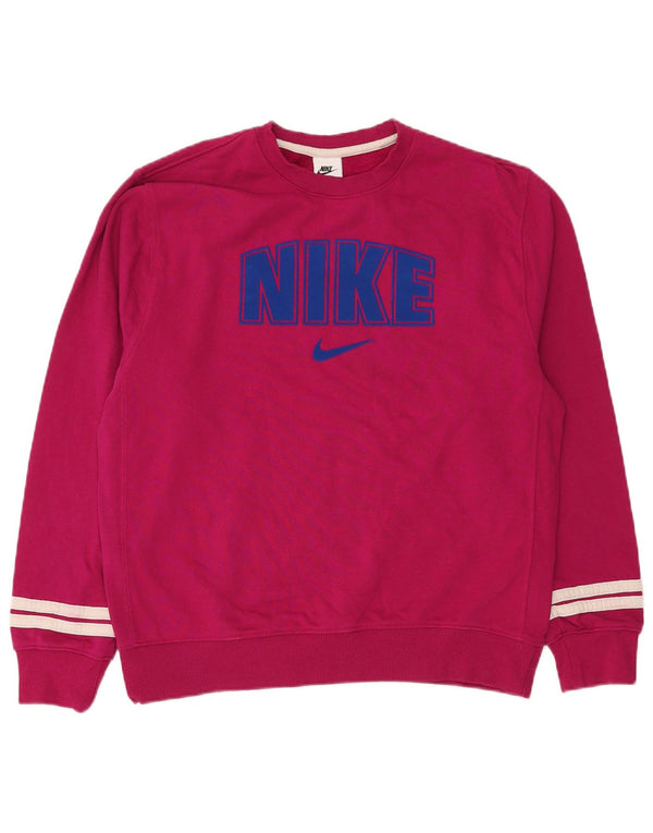 Nike - Sudadera extragrande con gráfico para mujer, talla 40, algodón rosa mediano