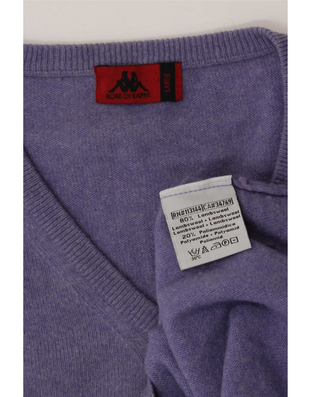 Kappa Hombre Jersey Con Cuello En V Jersey De Lana De Cordero Morado Grande