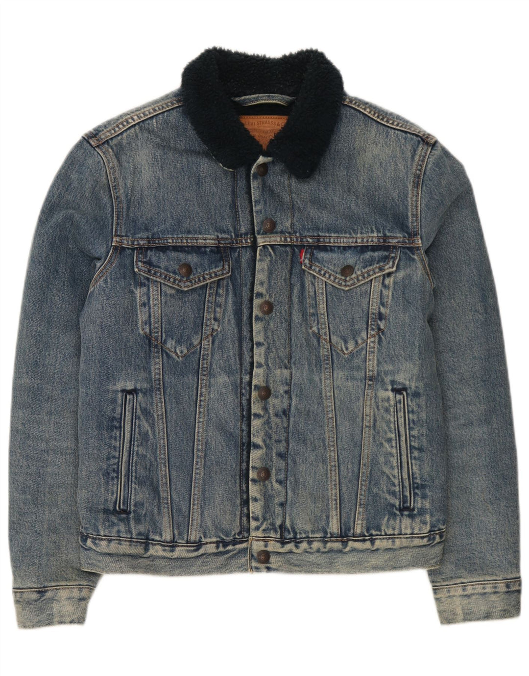 Levi's Chaqueta vaquera Sherpa para hombre Reino Unido 36 Algodón azul pequeño